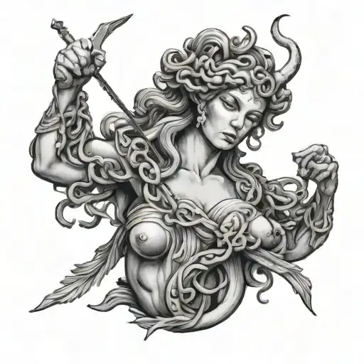 Medusa Holding A Bow Getting Pulled Back