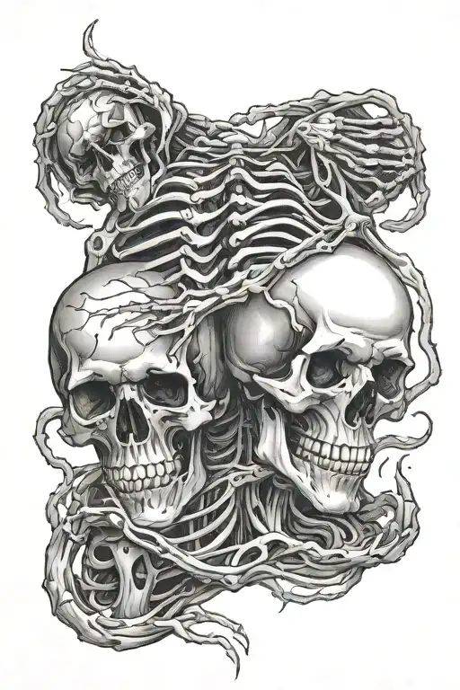 A Pair Of Skeleton Hands Grabbing The Back Of The Neck And Back Of The Waist