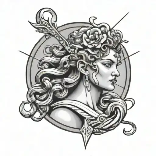 Medusa Holding A Bow & Arrow Shooting