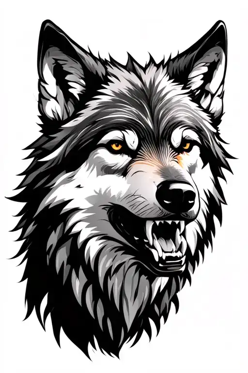 Wolf Looking Forward Snarling Wolf