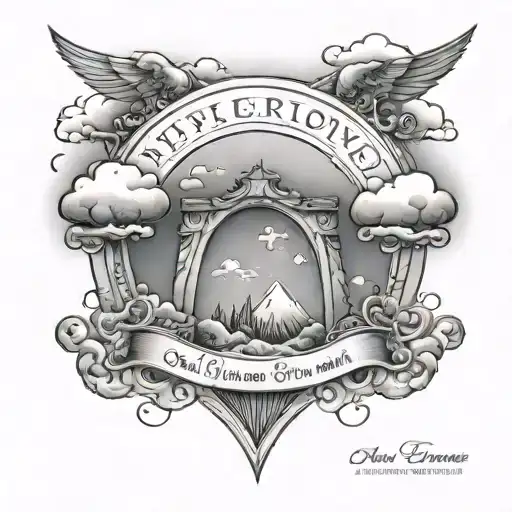 Tattoo Of Arch Angles In The Sky With Clouds A Little Quote