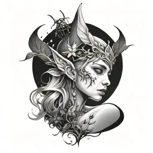 Women Elf Fragile With Bugs Around Her Face