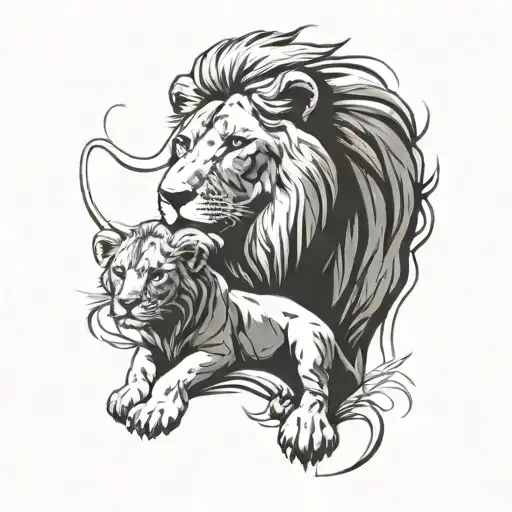 Lion With Cub