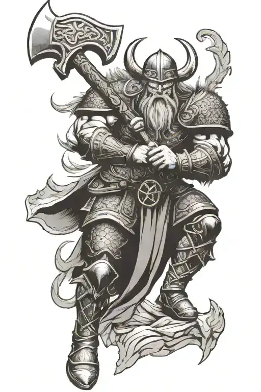 Viking Warrior Wielding A Battle Axe