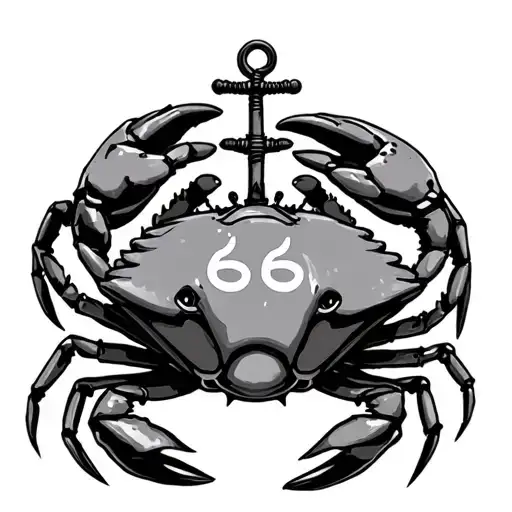 Crab With 69 Cancer Symbol With Anchor Going Through