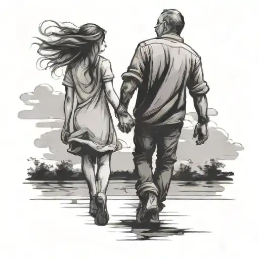 Father And Daughter Holding Hands
