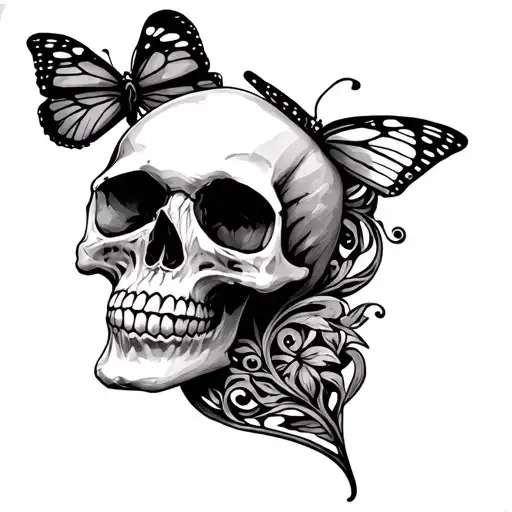 Skull With Butterfly