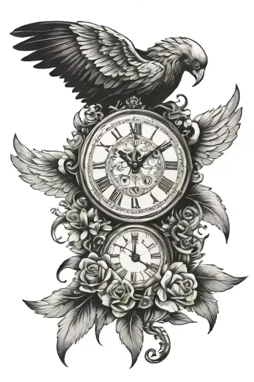 Clock Face And Wings