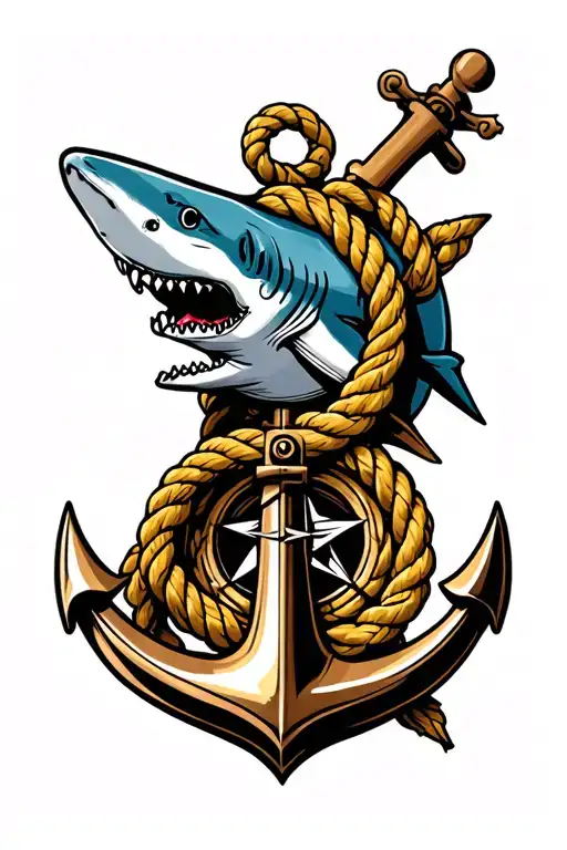 Anchor Rope Compass Shark Surrounded