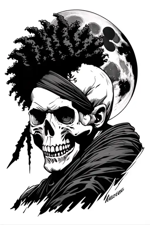 Afro Samurai Full Moon Skull Huey Freeman Boondocks Samurai Ninja Ninja Sleeve