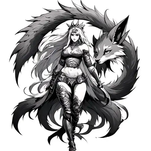 Valkyrie And A Nine -Tailed Fox From Naruto