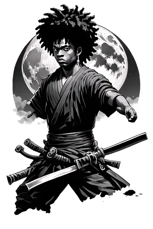 Afro Samurai Anime Full Moon Huey Freeman Boondocks Samurai Ninja Ninja