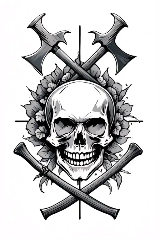 Ourobos In De Background With Skull And Crossed Axes