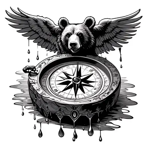 Compass With Grateful Dead Dancing Bear And Rain