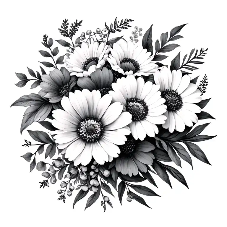 Feburary May July And Oct Birth Flowers Put Together In Bouquet Style For