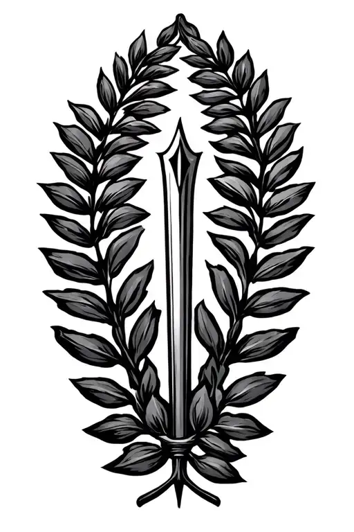 Laurel Wreath With Vertical Spear
