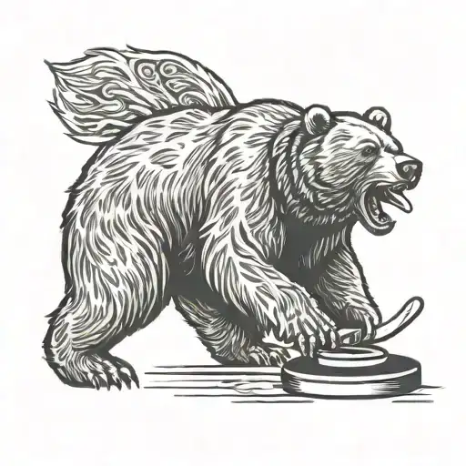 Bear Eating Hockey Puck