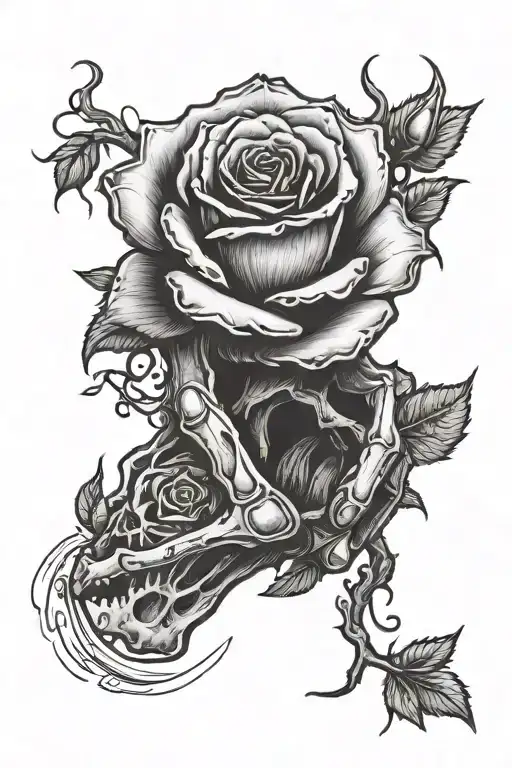 Skeloton Hand Reaching For Dead Rose