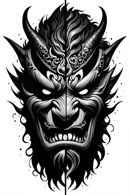 Oni Mask Split In Half