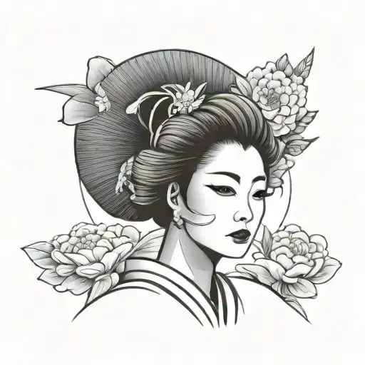 Japanese Geisha Face Straight