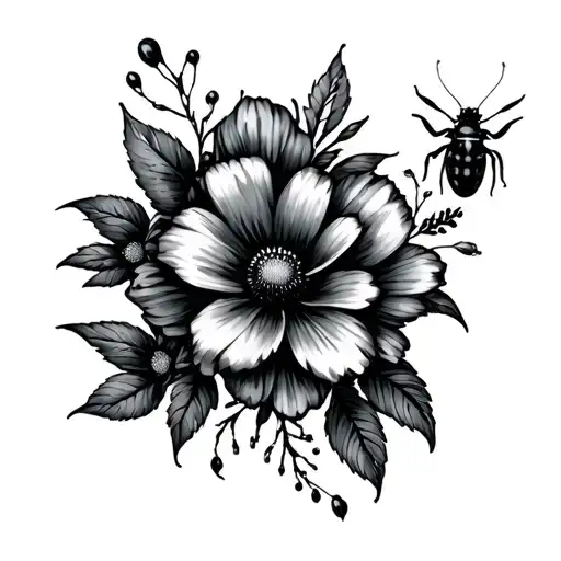 Summer Bugs And Flowers Intertwined