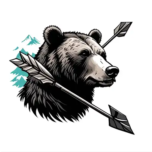 Bear And Mountains And Arrow