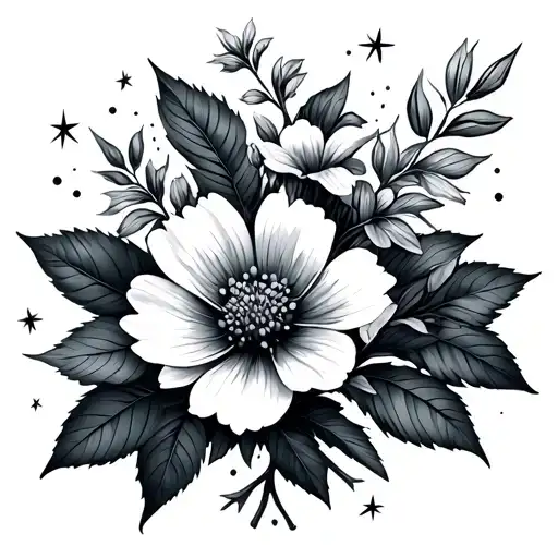 Bouquet Of Thrush Flower And Fine Stars