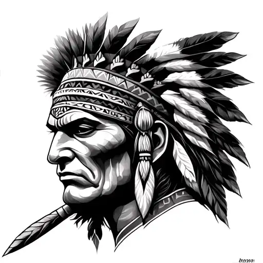 Face Of An Indian Warrior Style