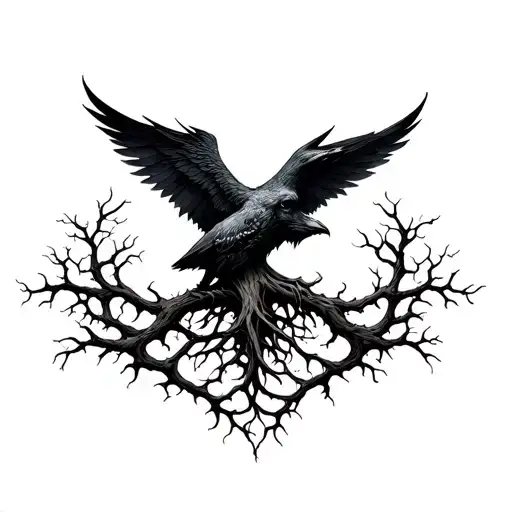 Yggdrasil And Hugin Munin Chest Shoulder