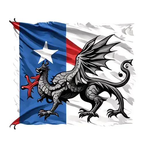 Welsh And Cuban Flag Intertwined