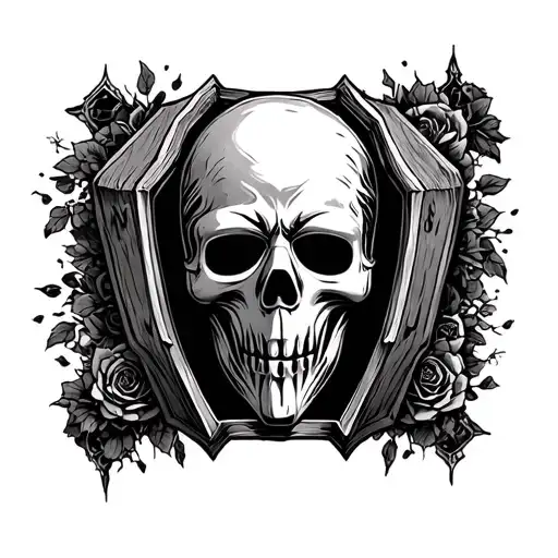 Plague Mask With Coffin Surrounded