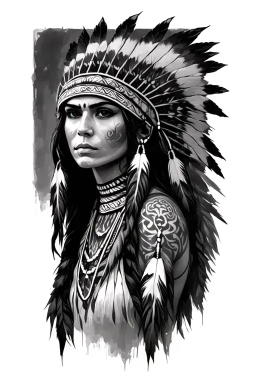 Native American Female With Headless And Bone Collar