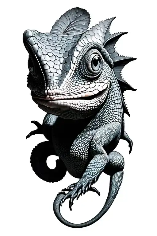 Chameleon With Country Outlines As Scales Forming