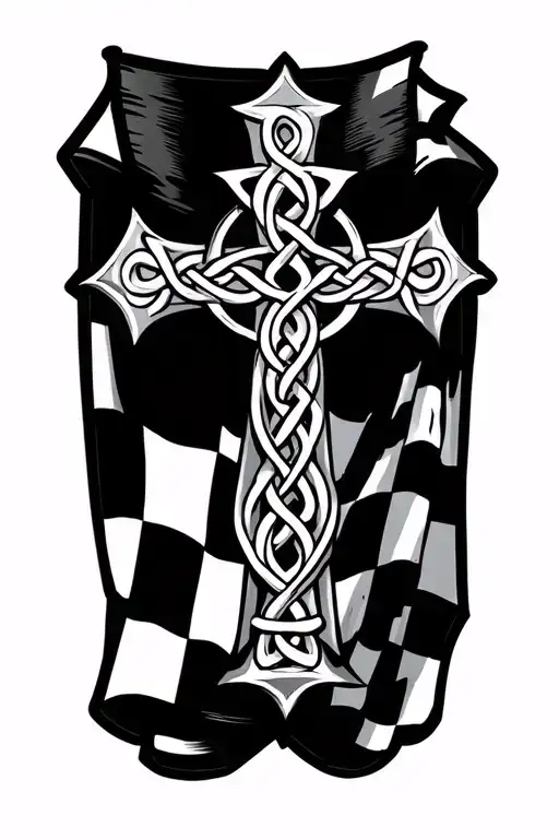 Checkered Flag Cover Up A Celtic Cross