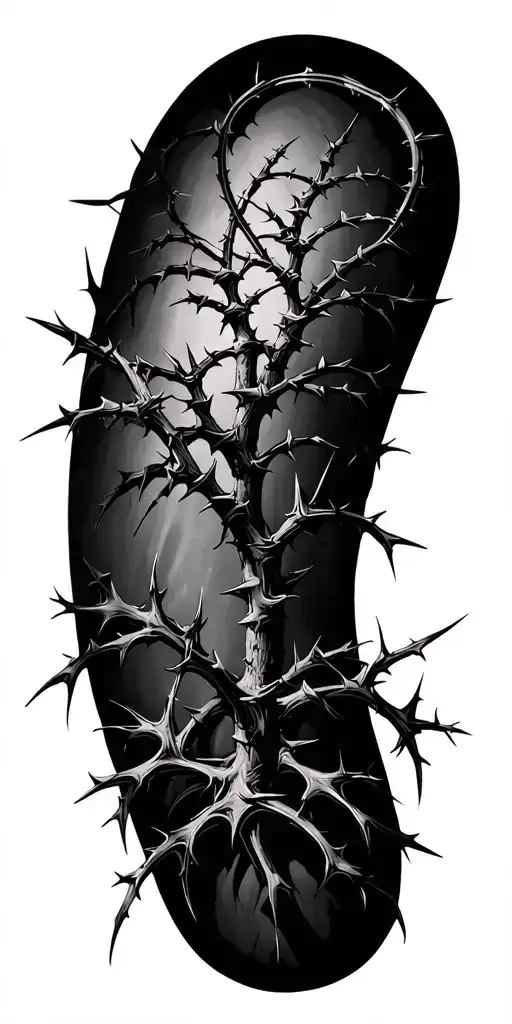 Barbed Wire And Thorn Bush Growing