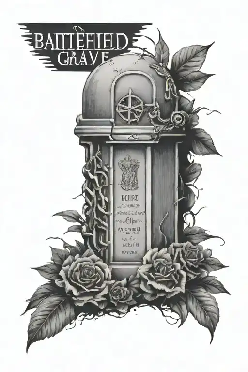 Battlefield Grave Half Sleeve With Names And Dates Of Fallen Soldiers