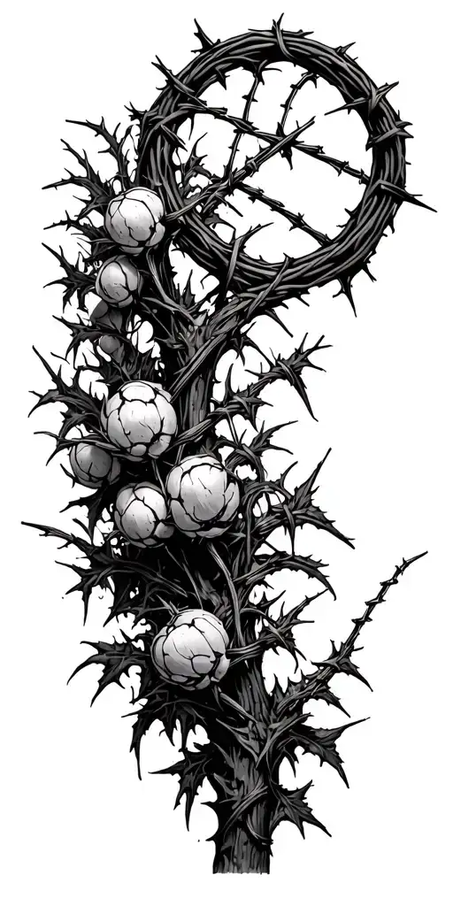 Barbed Wire And Thorn Bush