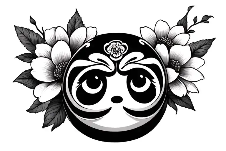 Daruma Doll In Flower Blooming