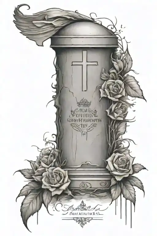 Battlefield Grave Half Sleeve With Names And Dates Of Fallen Soldiers