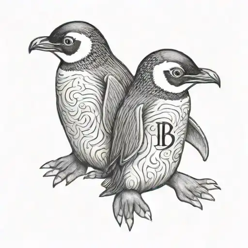 Baby Penguin Holding B Letters