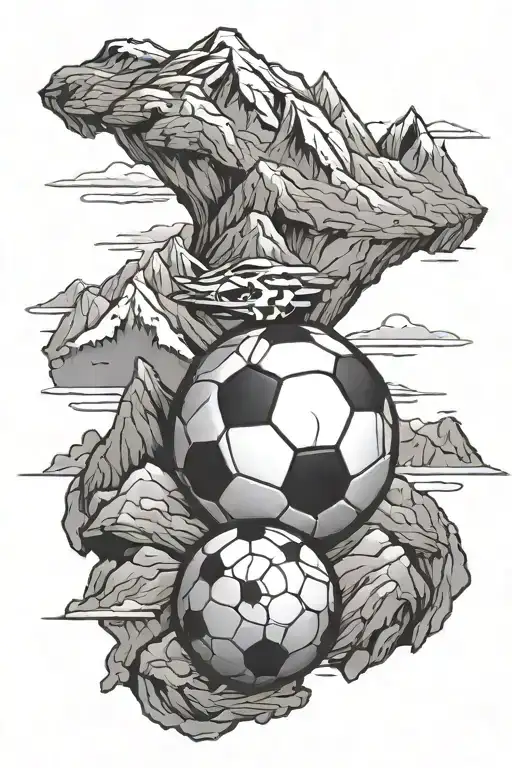 Soccer Ball And Mountains