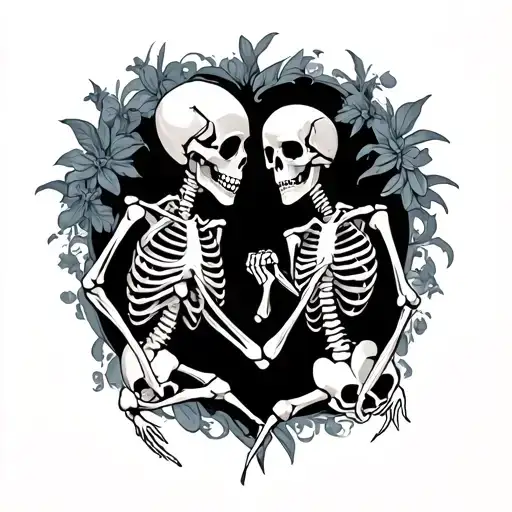 Dancing Skeletons Holding Hands