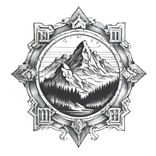 Roman Numerals With Mountains Inside