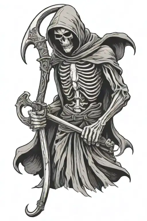 Grim Reaper Holding A Scythe