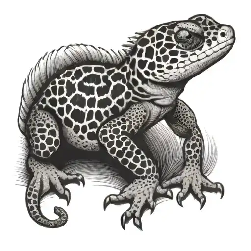 Outline Of Spotted Leopard Gecko Crawling