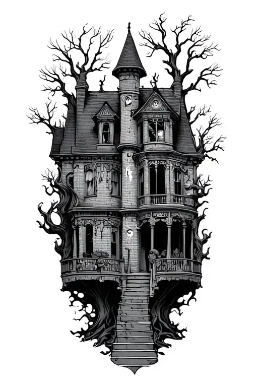 Disney Hunted Mansion Hitch Hiking Ghosts Brick And Trees