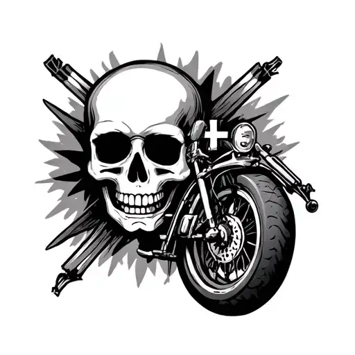 Skull Biker Daughter Cross Love Protection