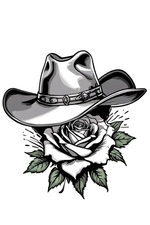 A Rose And Cowboy Hat Wild West Style