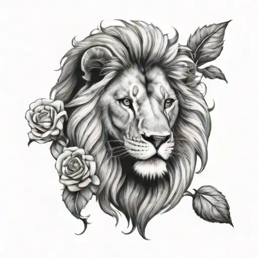 Lion And Roses