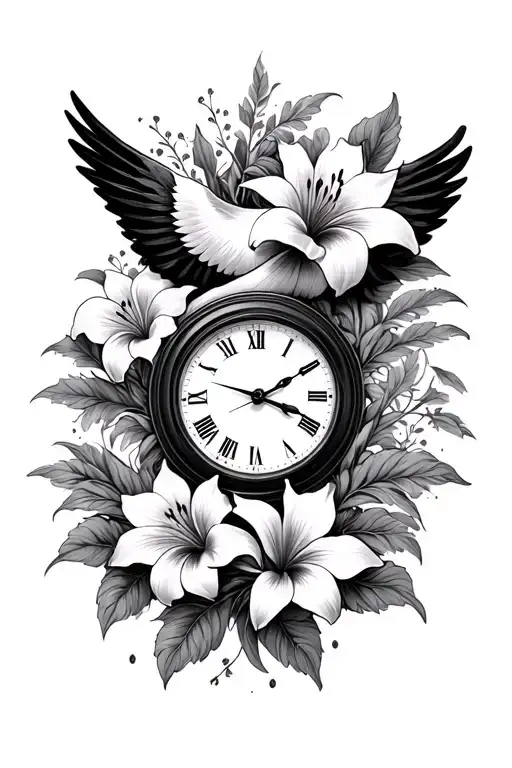 Clock Stairs 38 Special Dove Lilly Flowers Intertwined